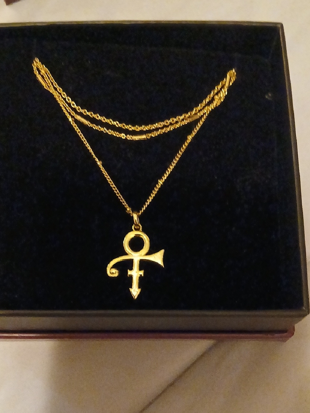 Prince Gold Symbol Pendant Necklace with Multi-layer Chain
